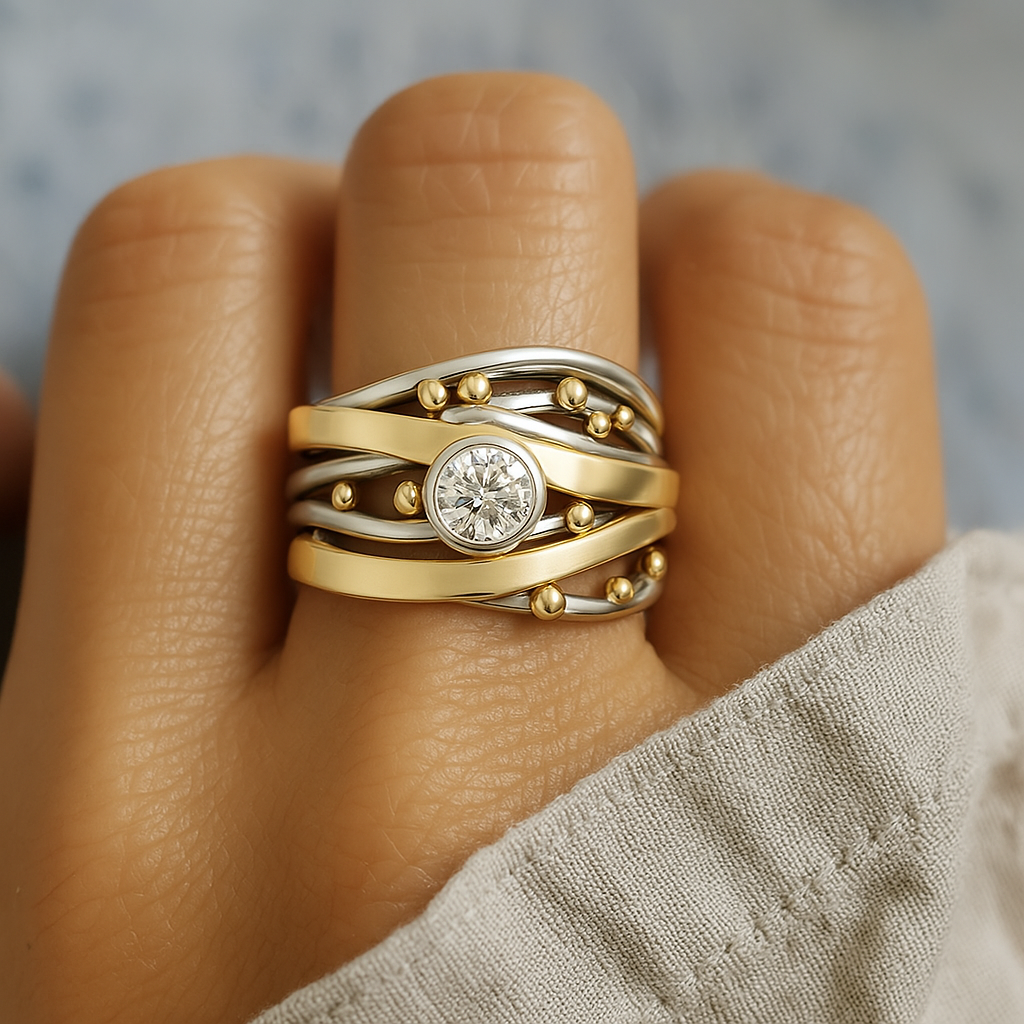 Dalia – Vintage Goldring mit eingearbeitetem Zirkonia