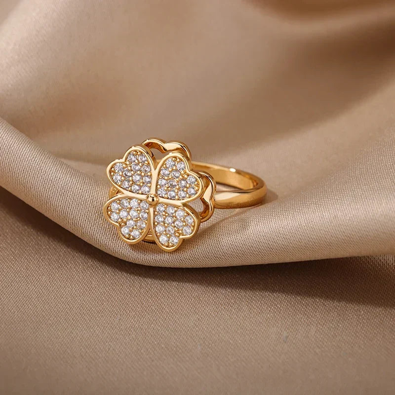 Dazel – Drehbarer Anti-Stress-Ring mit vierblättrigem Kleeblatt