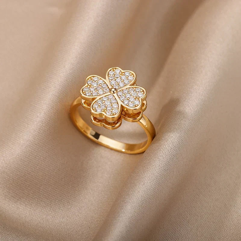 Dazel – Drehbarer Anti-Stress-Ring mit vierblättrigem Kleeblatt