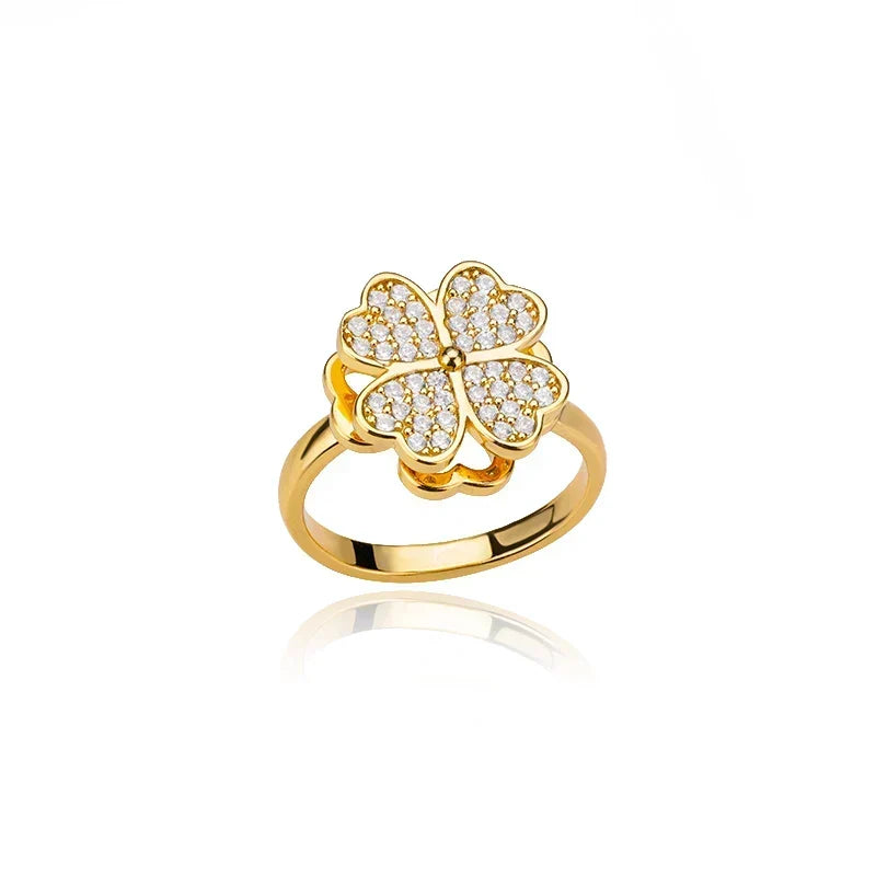 Dazel – Drehbarer Anti-Stress-Ring mit vierblättrigem Kleeblatt
