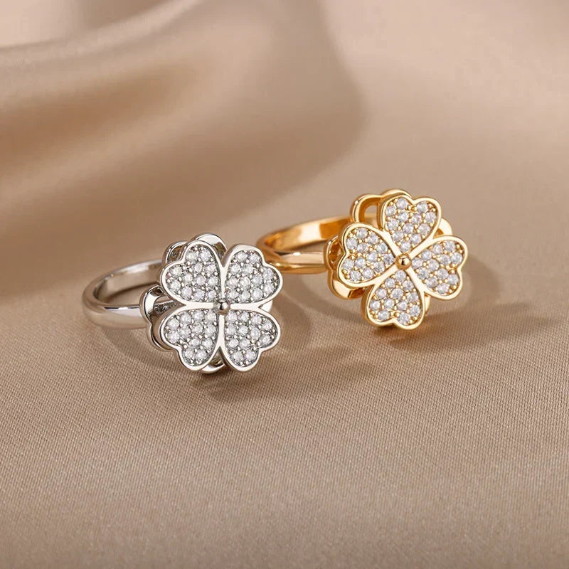 Dazel – Drehbarer Anti-Stress-Ring mit vierblättrigem Kleeblatt