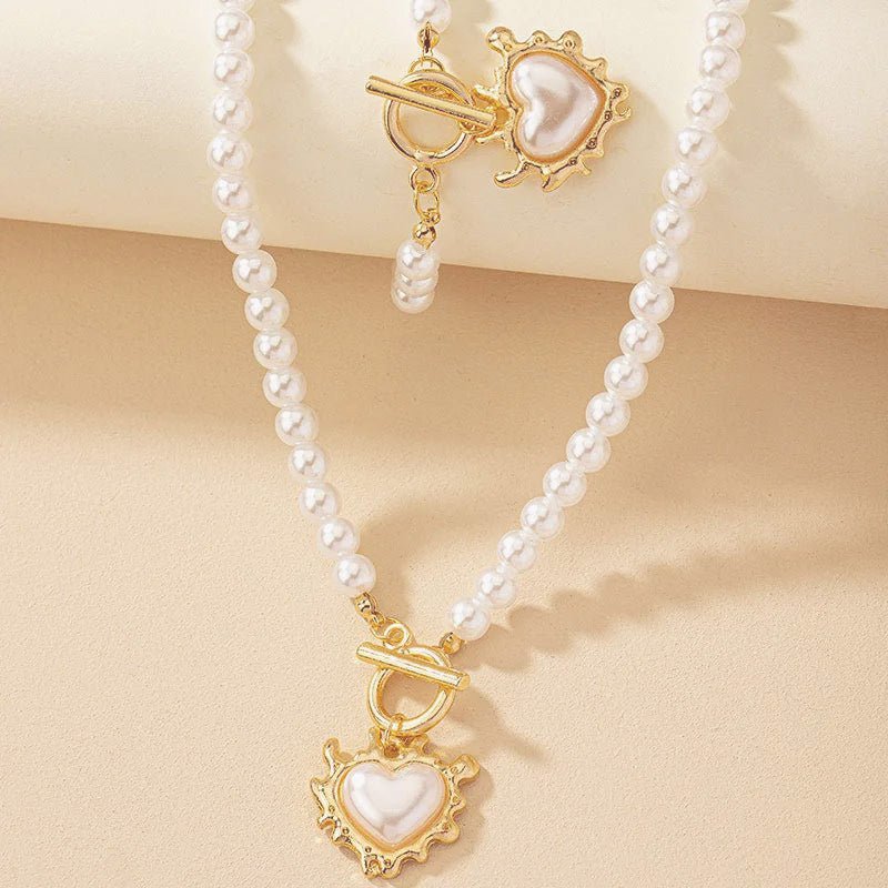 Lara – Set aus Halskette und Armband Herz Perlé