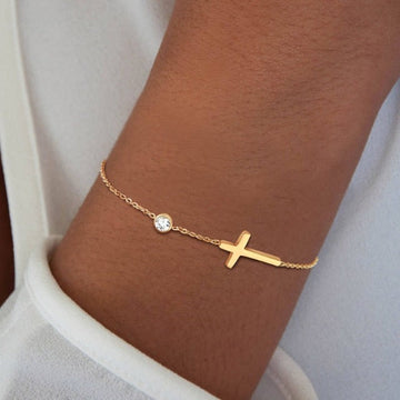 Althea – Damenarmband mit Kreuz aus Gold und Silber