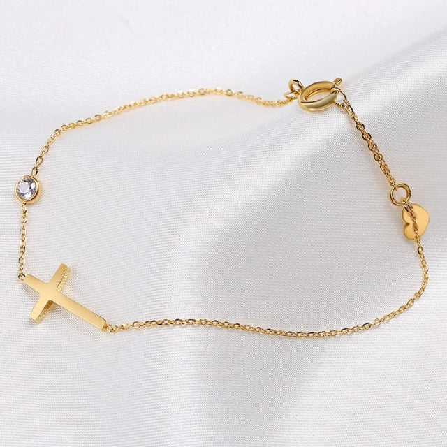 Althea – Damenarmband mit Kreuz aus Gold und Silber