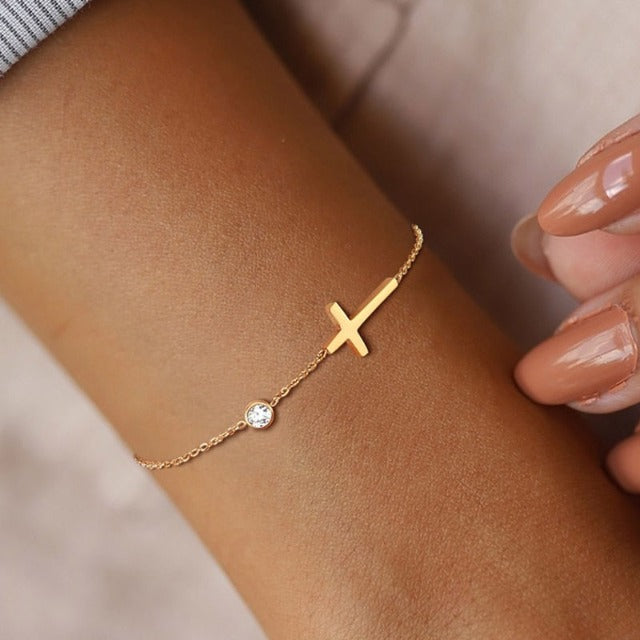 Althea – Damenarmband mit Kreuz aus Gold und Silber