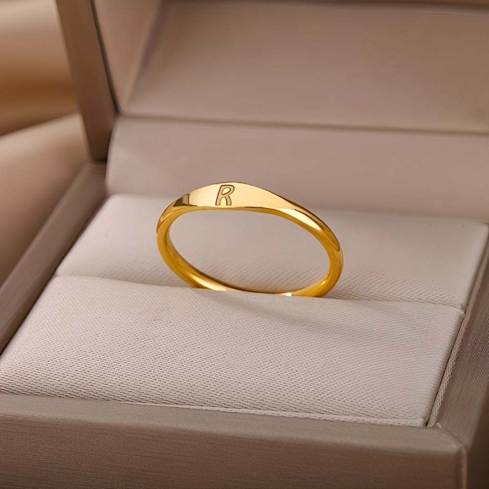 Minimalistischer Namensring | Minimalistischer Ring mit graviertem Anfangsbuchstaben