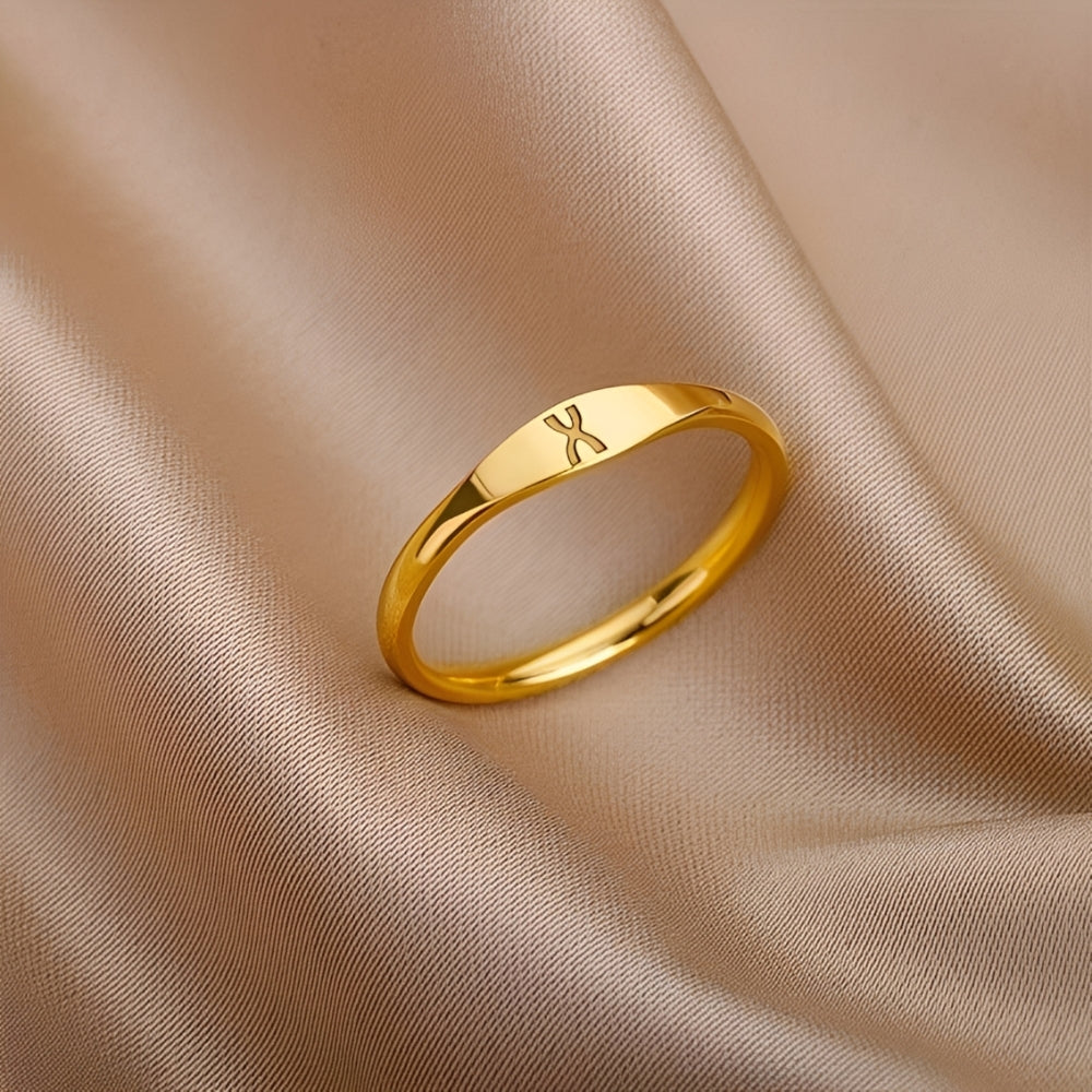 Minimalistischer Namensring | Minimalistischer Ring mit graviertem Anfangsbuchstaben