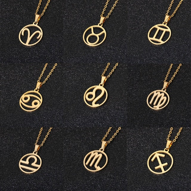 Astra – Zodiac-Halskette mit Anhänger von 12 Sternbildern