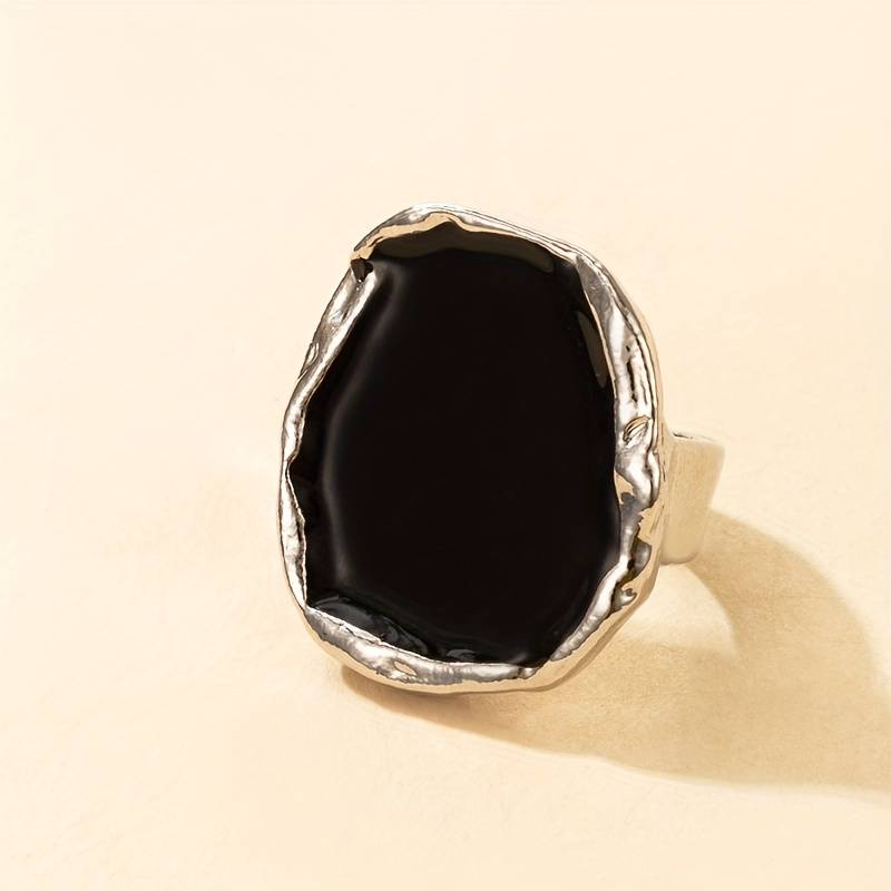 Vintage-Ring mit übergroßem schwarzem Stein - Übertriebener Vintage-Schwarzer Ring