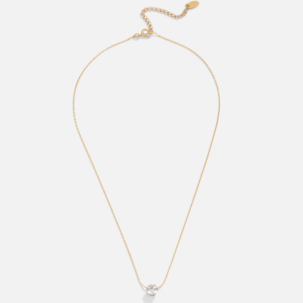 Amaris – goldene Halskette mit elegantem rundem Kristall