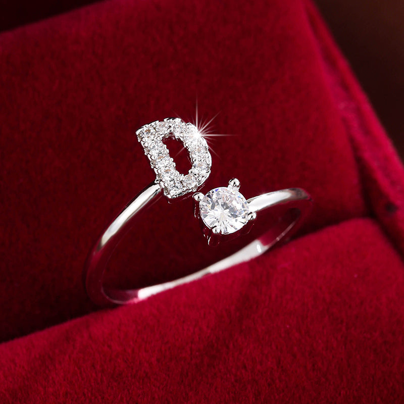 Nova – Moderner offener Ring mit Initiale und Zirkonia