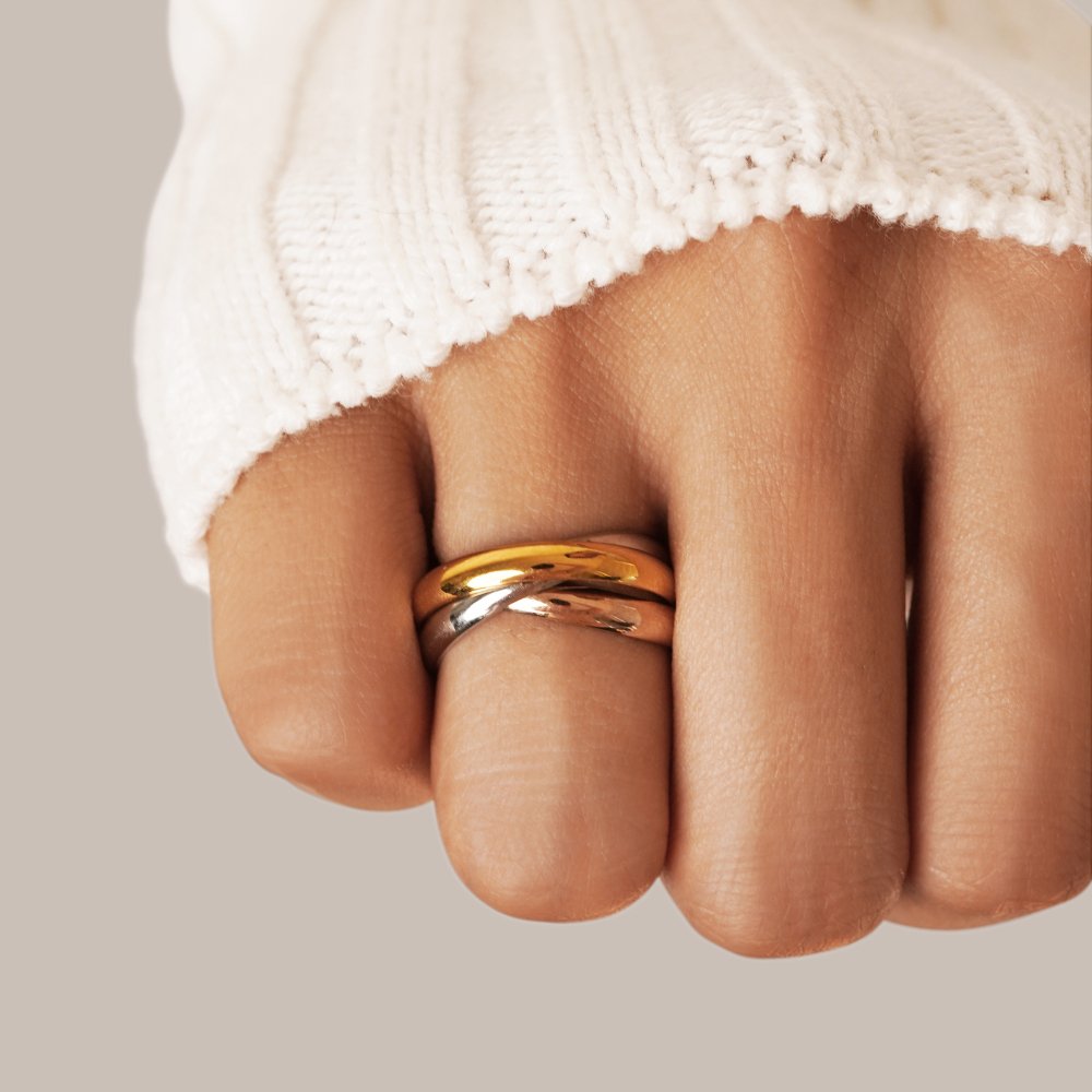 Elena – Eleganter dreifarbiger Triple-Ring