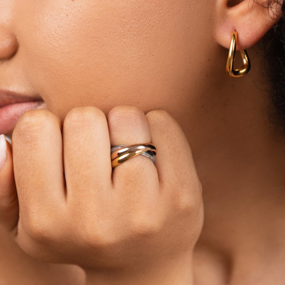 Elena – Eleganter dreifarbiger Triple-Ring