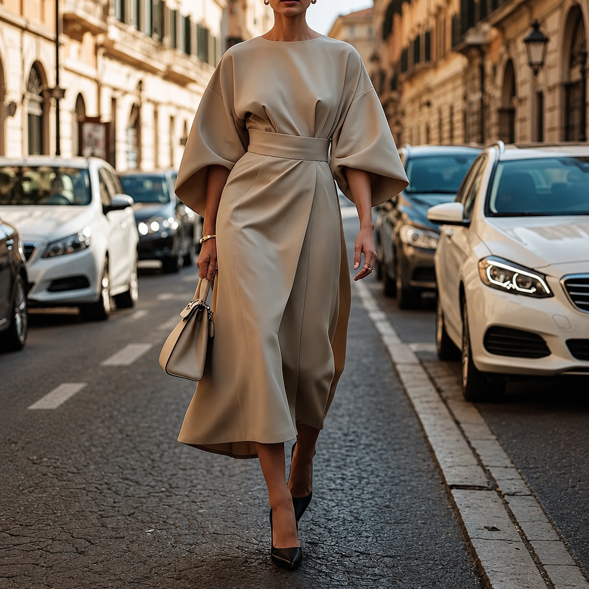 Clare - Maxi Kleid mit taillierbarem Kordelzug