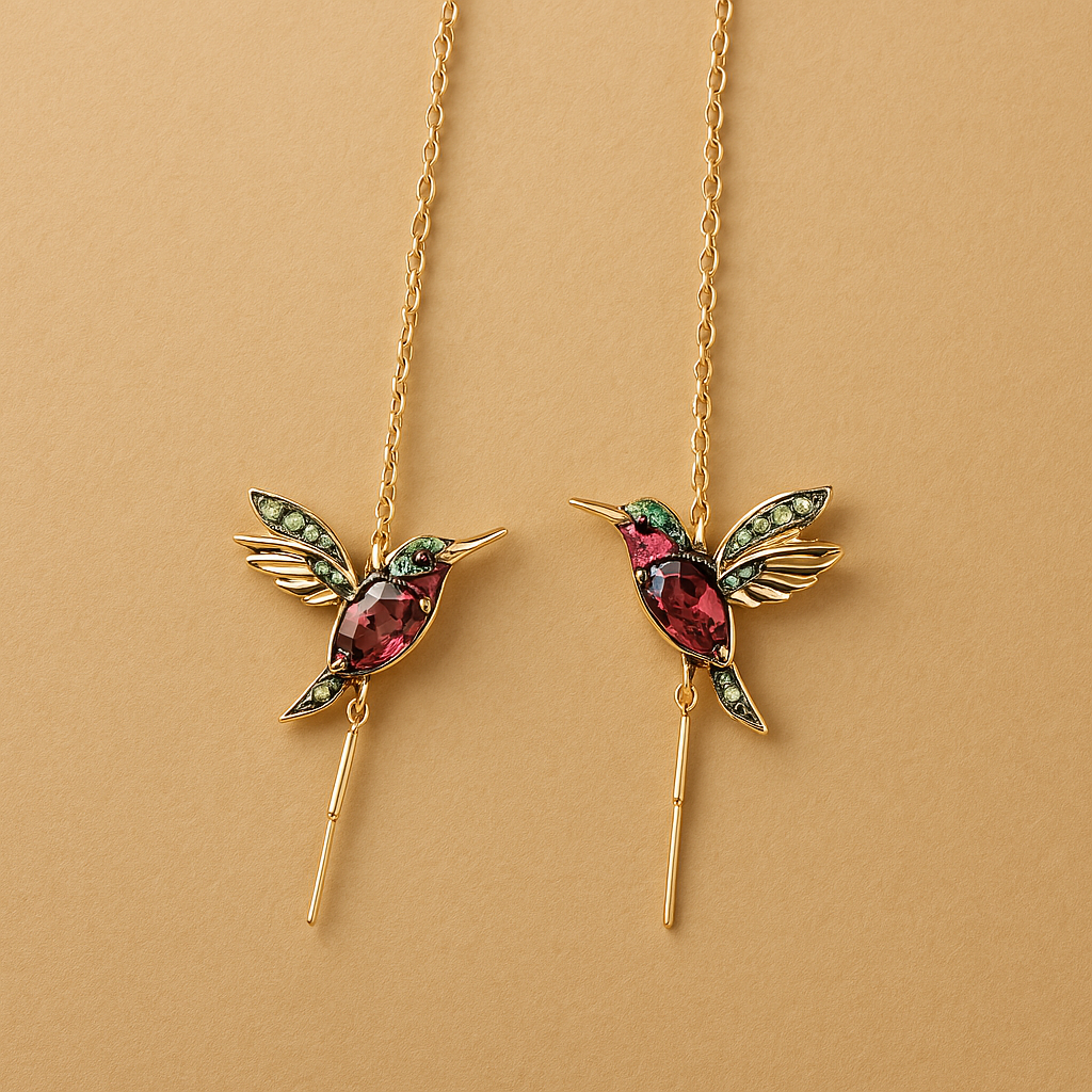 Elayne – Kolibri Ohrringe mit Emaille und Zirkonia