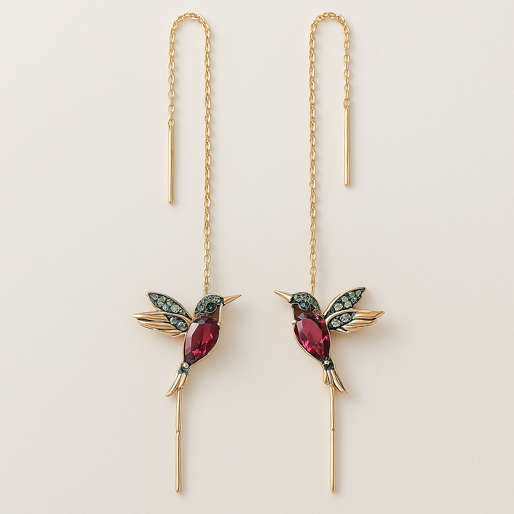 Elayne – Kolibri Ohrringe mit Emaille und Zirkonia