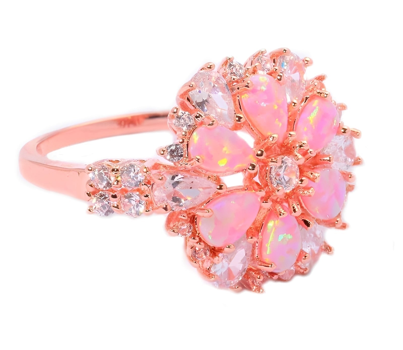 Rian – Feiner Ring mit Feueropal-Blume