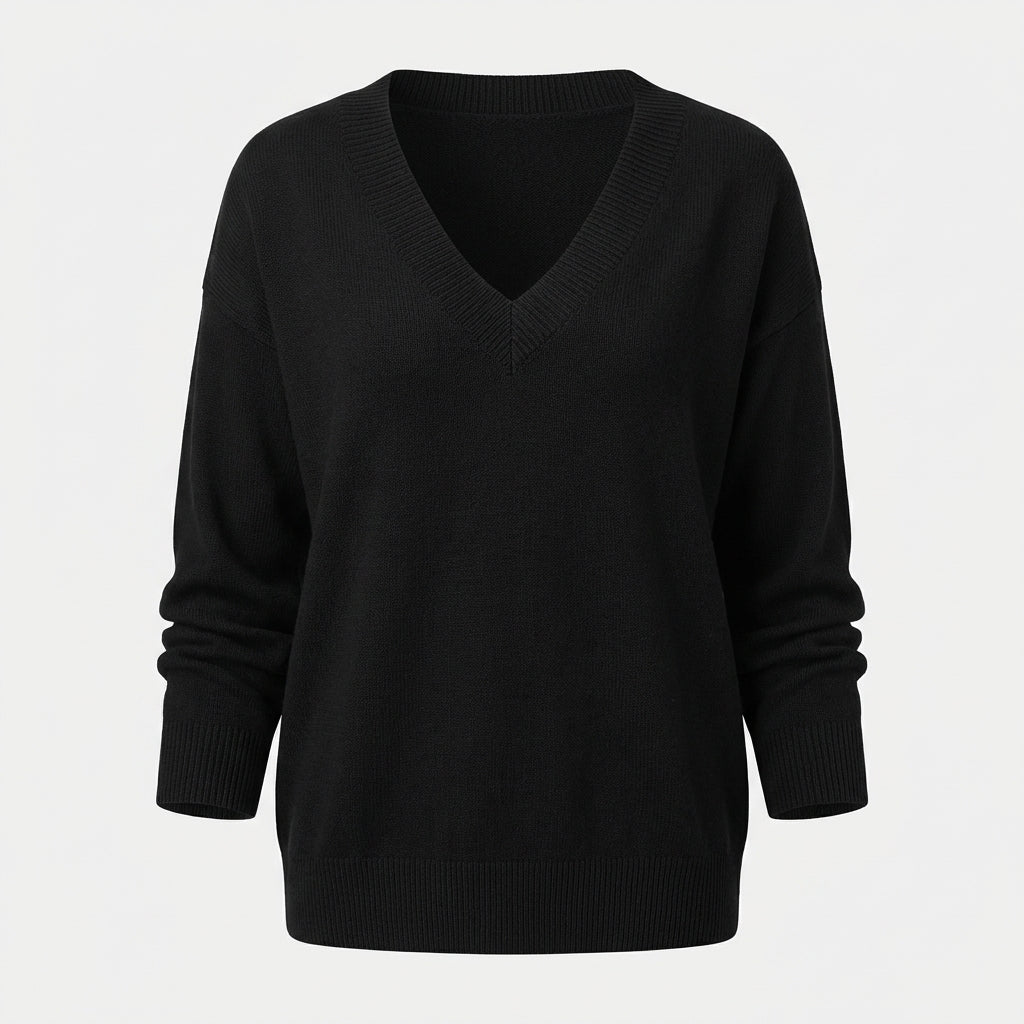 Herbst - Modischer und wohliger Pullover mit V-Ausschnitt