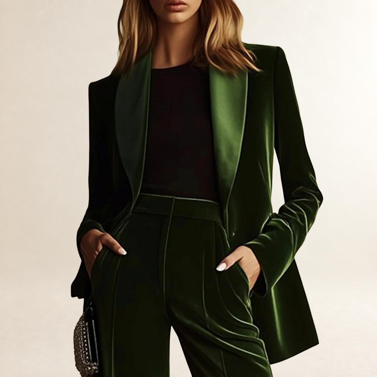 Damen Anzug Set Blazer und Schlaghosen - Lockerer Schnitt Retro Stil