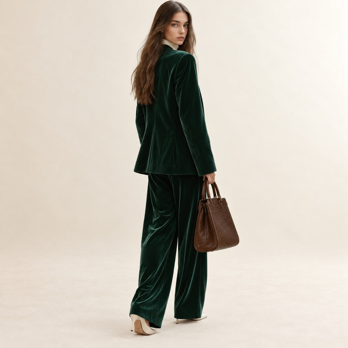 Damen Anzug-Set Blazer und Weite-Hose - Eleganter Schnitt