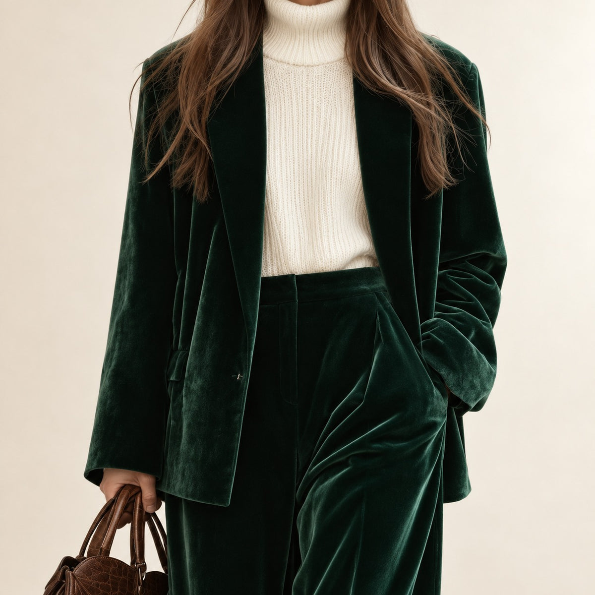 Damen Anzug-Set Blazer und Weite-Hose - Eleganter Schnitt