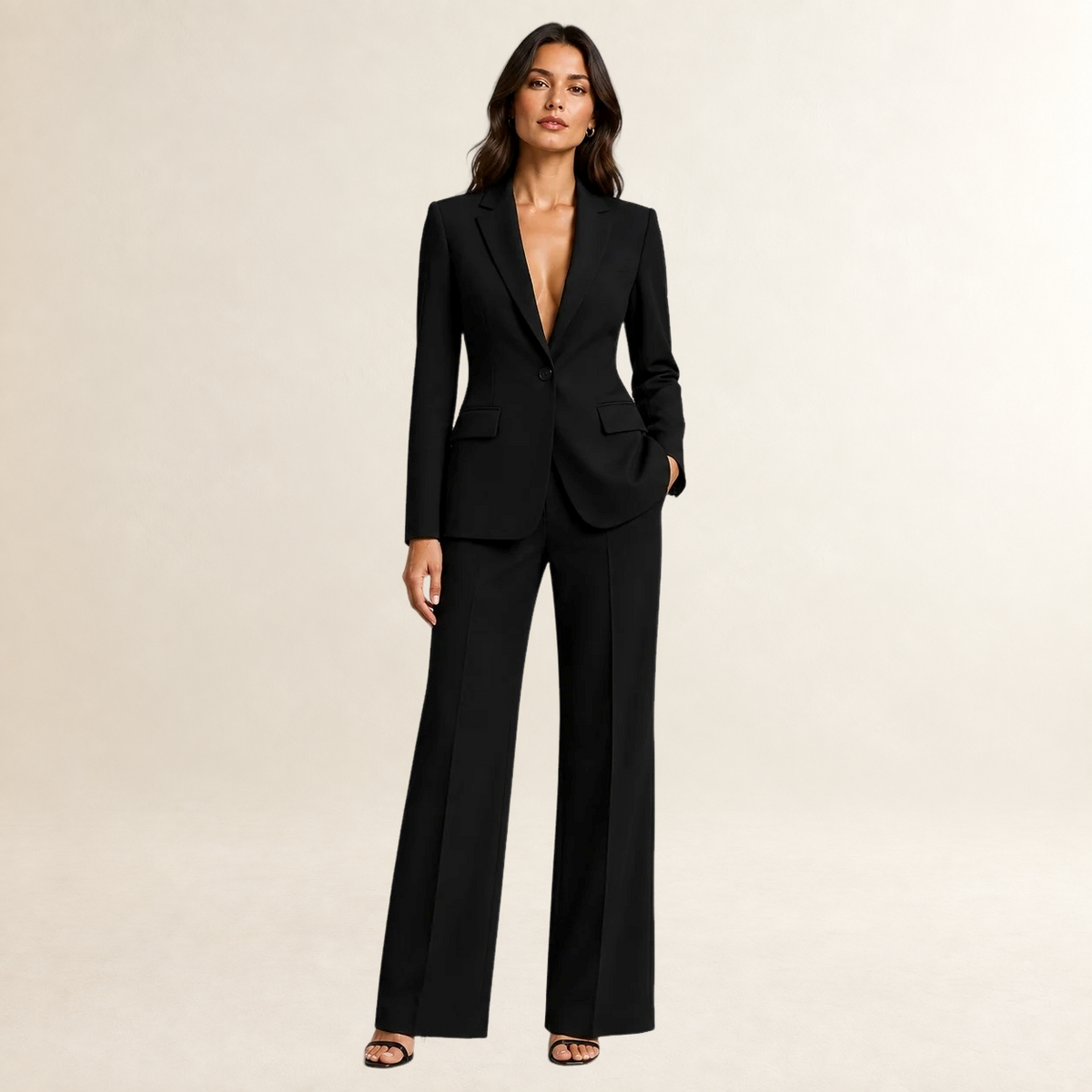 Damen Anzug-Set Blazer und weite Hose - Strukturierter Schnitt