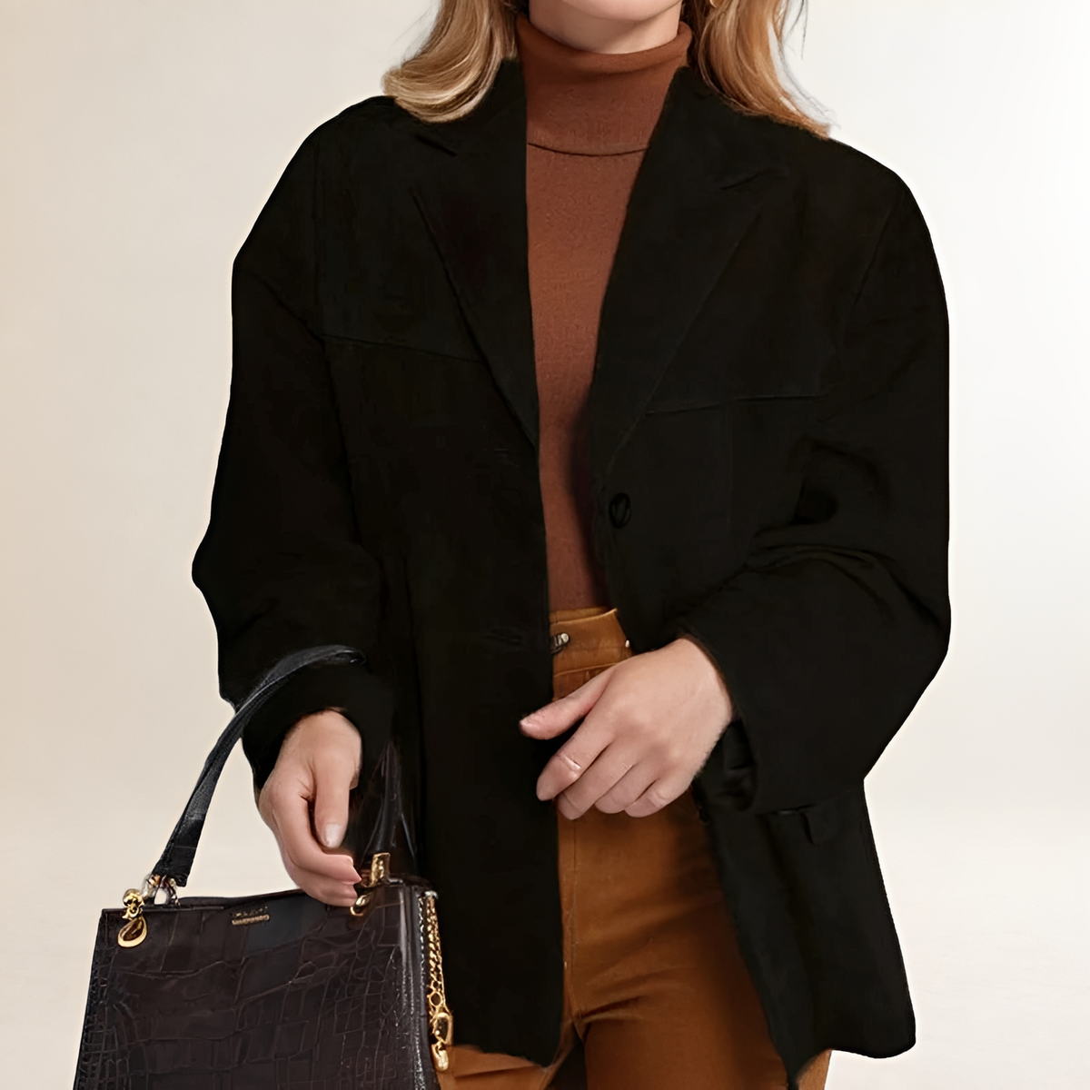 Damen Blazer Jacke Oversized mit Knopfverschluss und strukturierter Silhouette