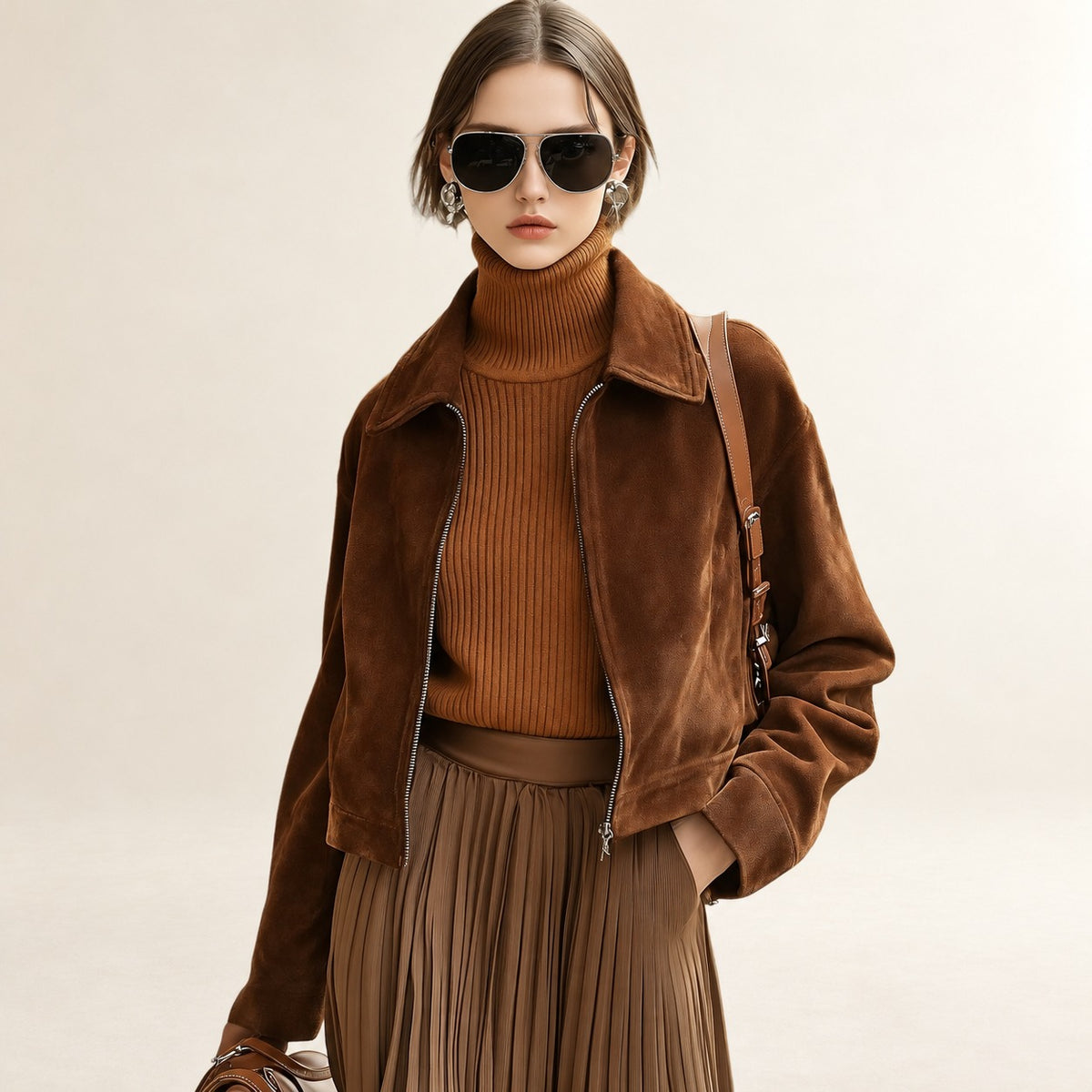 Damen Jacke Kurzarm Reißverschluss Tasche Relaxed Fit
