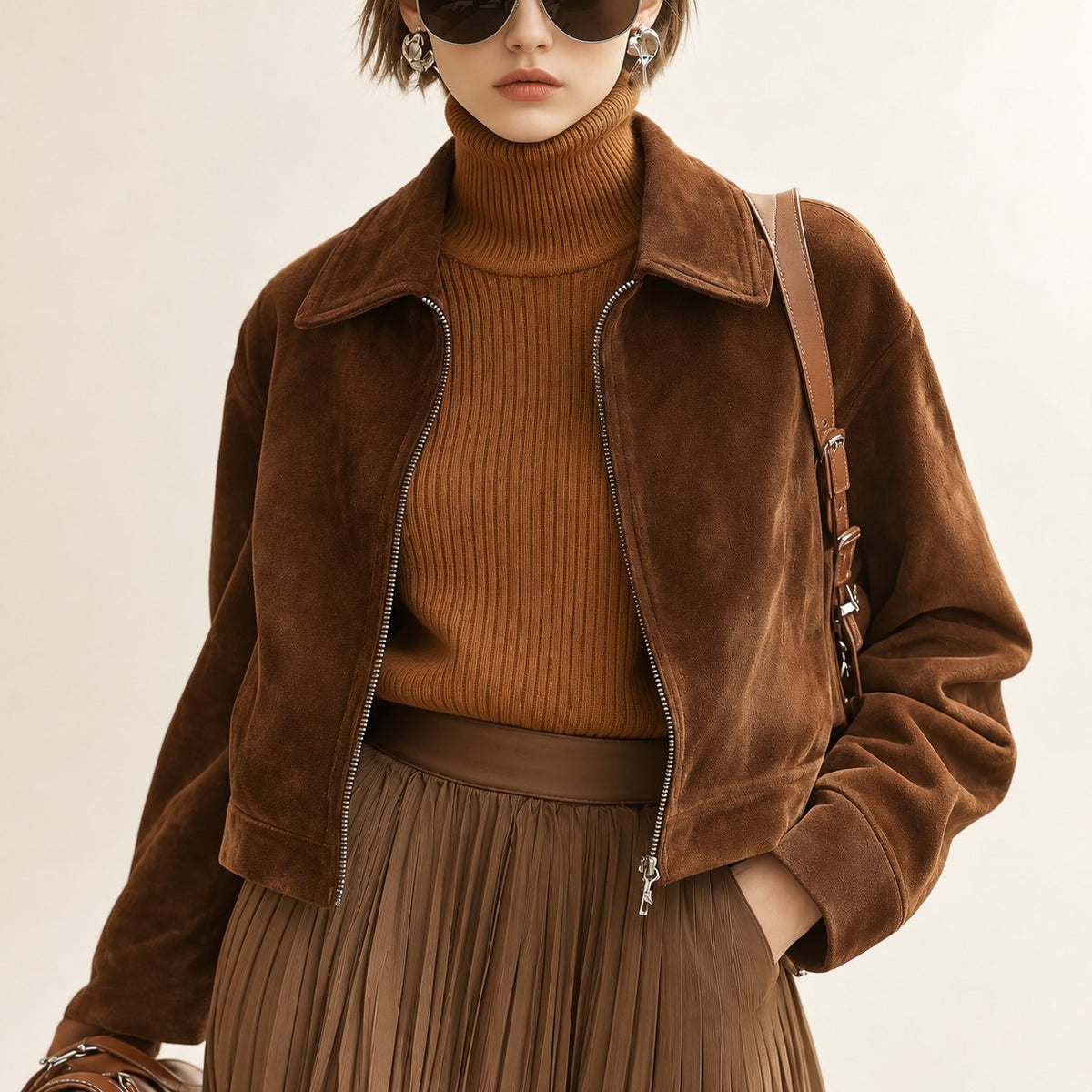 Damen Jacke Kurzarm Reißverschluss Tasche Relaxed Fit