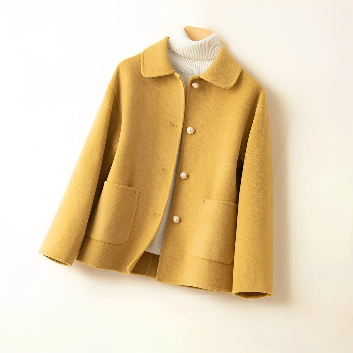 Damen Jacke mit Knopfleiste, Streckkragen und Patchtaschen