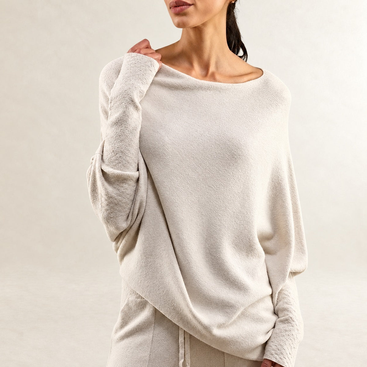 Damen Pullover Mit Asymmetrischem Drapé Langarm Relaxed Fit