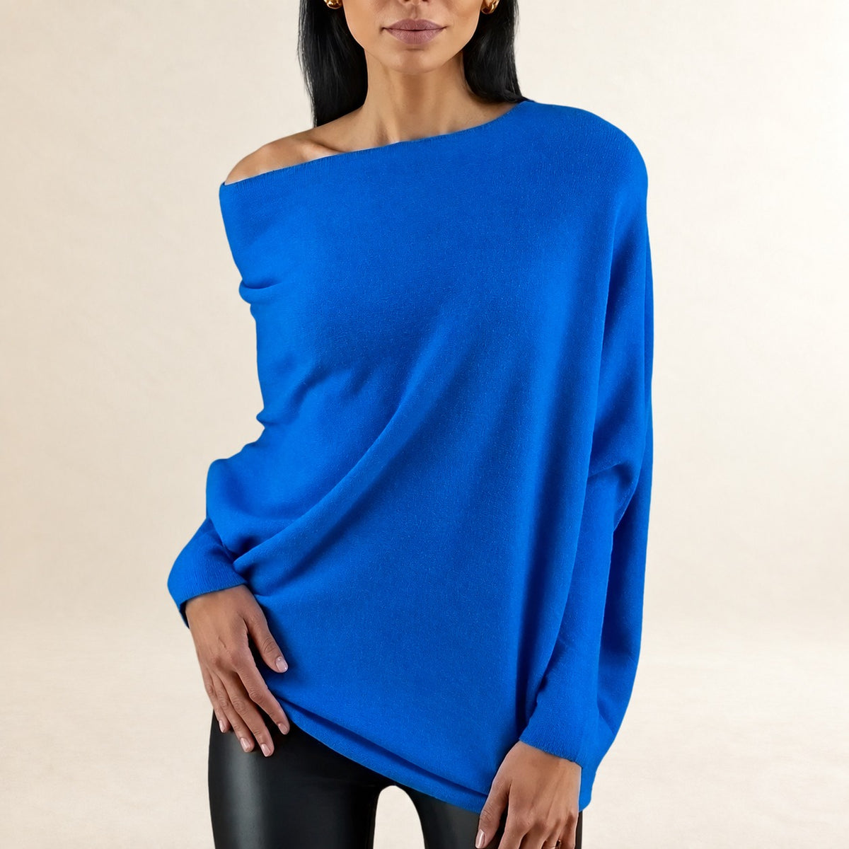 Damen Pullover Mit Asymmetrischem Drapé Langarm Relaxed Fit