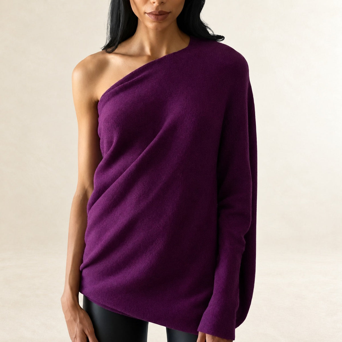 Damen Pullover Mit Asymmetrischem Drapé Langarm Relaxed Fit