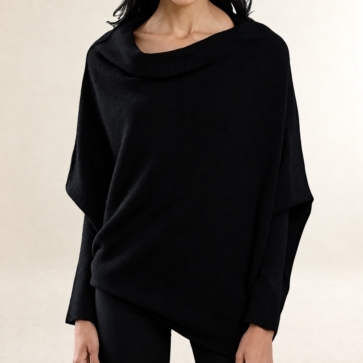 Damen Pullover Mit Asymmetrischem Drapé Langarm Relaxed Fit