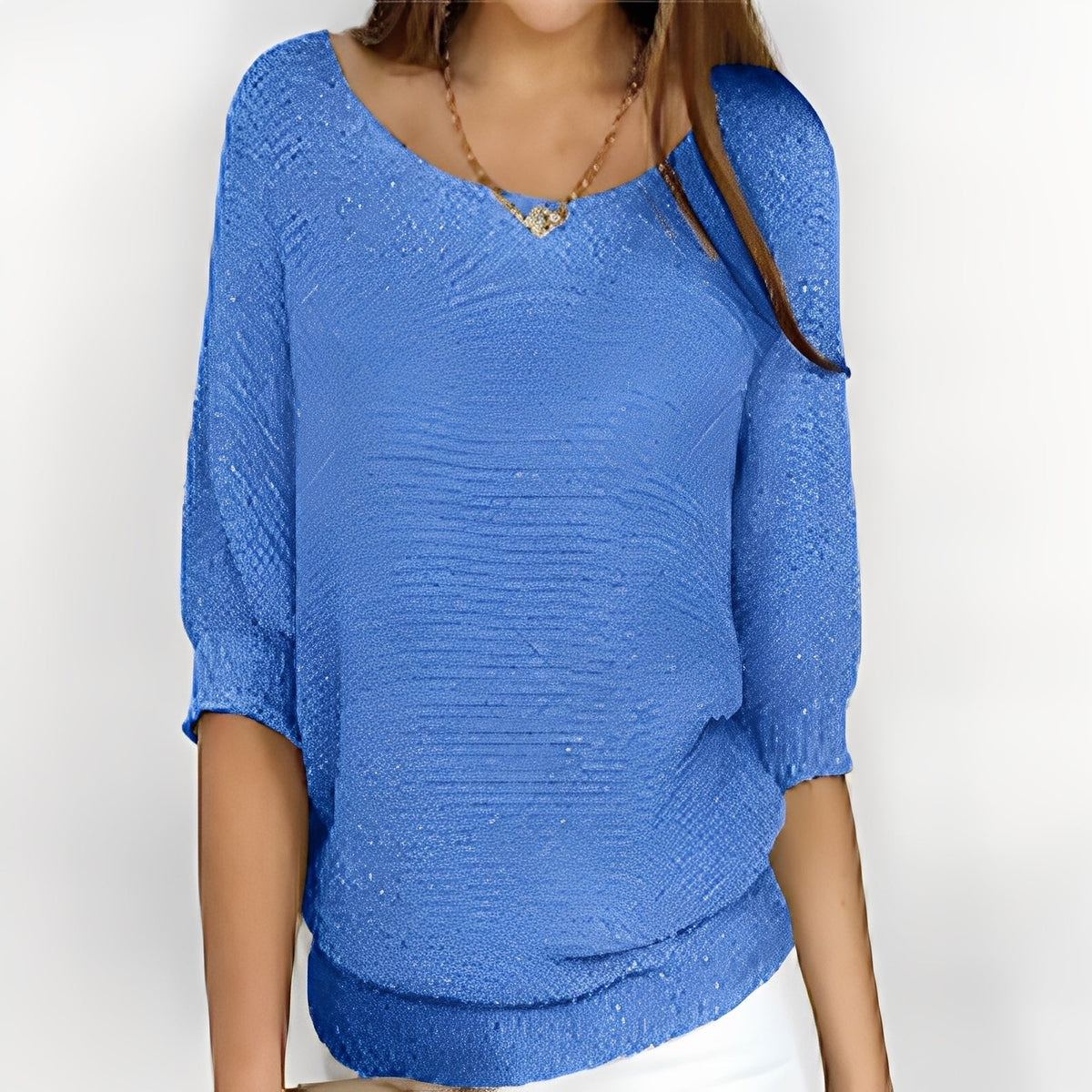 Damen Pullover Off-Shoulder mit 3/4-Ärmeln - Lockere Passform