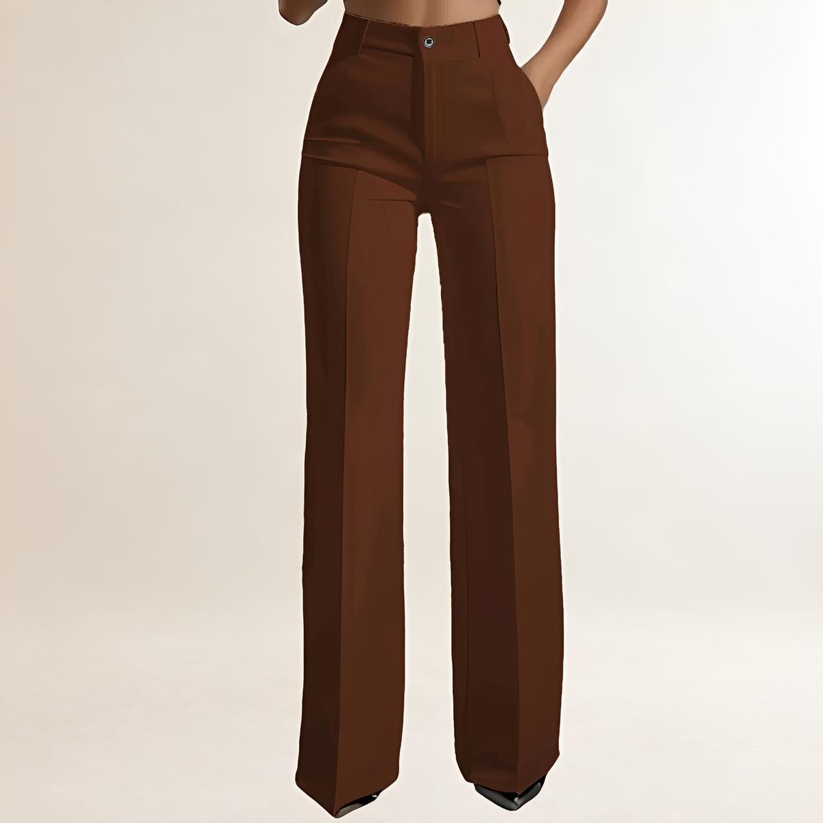 Damen Weite Hose mit hohem Bund und tailliertem Schnitt - Elegante, strukturierte Damenhose