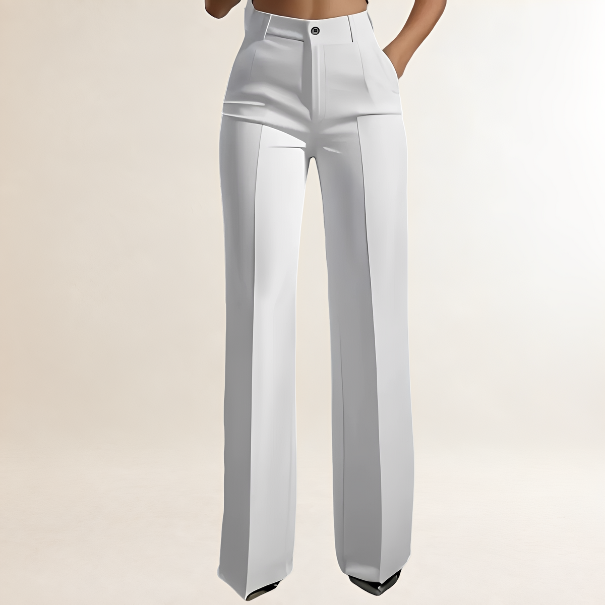 Damen Weite Hose mit hohem Bund und tailliertem Schnitt - Elegante, strukturierte Damenhose
