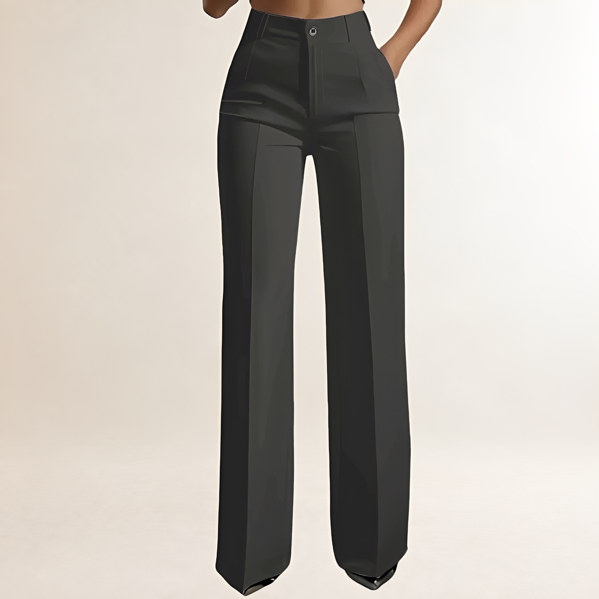 Damen Weite Hose mit hohem Bund und tailliertem Schnitt - Elegante, strukturierte Damenhose