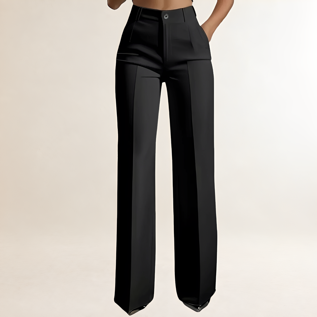 Damen Weite Hose mit hohem Bund und tailliertem Schnitt - Elegante, strukturierte Damenhose