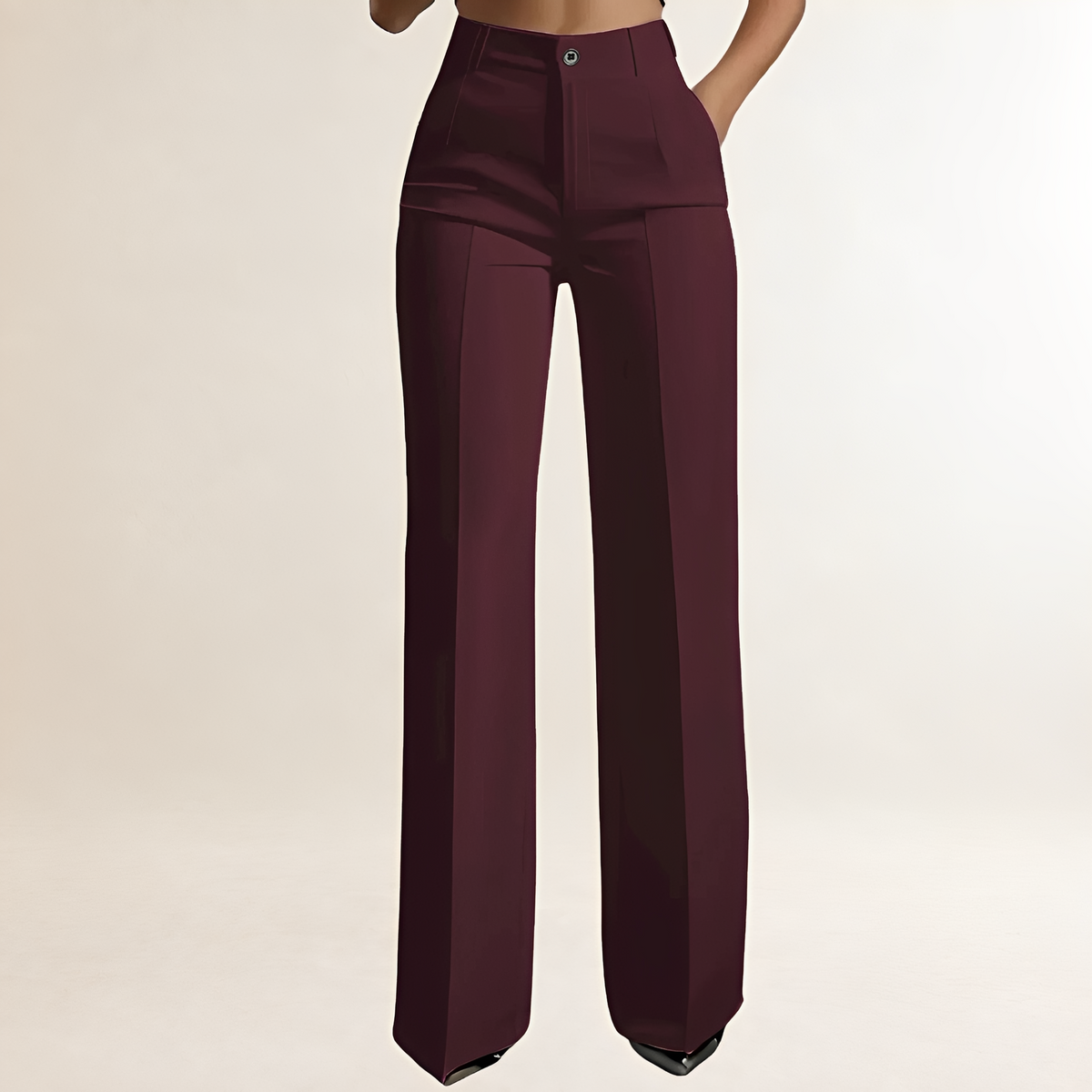Damen Weite Hose mit hohem Bund und tailliertem Schnitt - Elegante, strukturierte Damenhose
