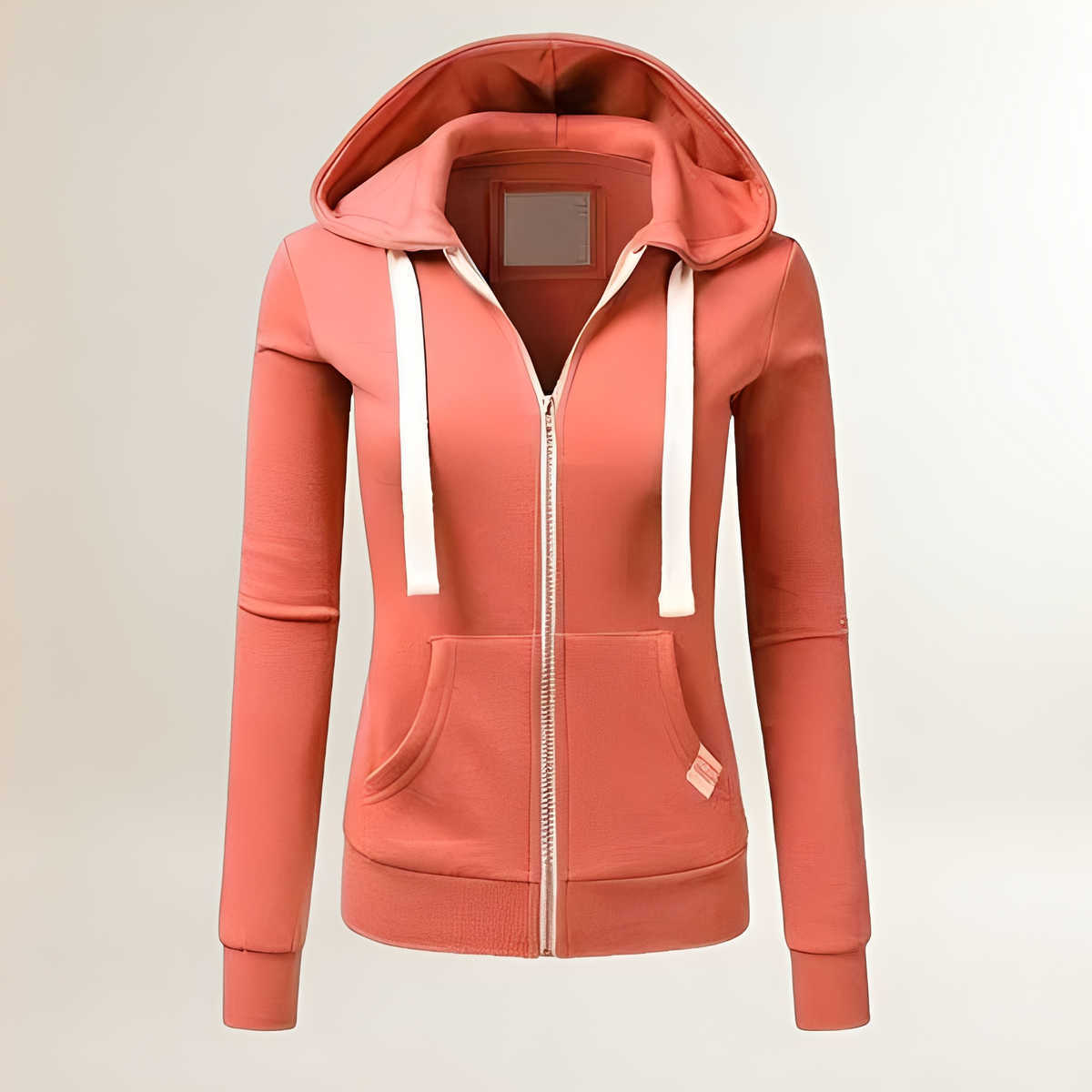 Damen Zip-Hoodie mit enger Passform, Langarm, Kängurutasche
