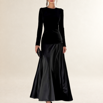 Damentodenkleid langarm A-Linien-Schnitt mit geradem Ausschnitt