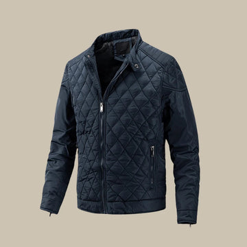 Figurbetonte Herren-Steppjacke mit Stehkragen und Reißverschluss
