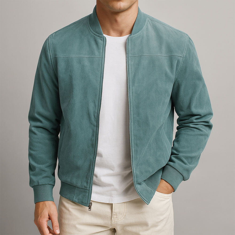 Herren Bomberjacke Zip mit Rippenbündchen - lockere Passform