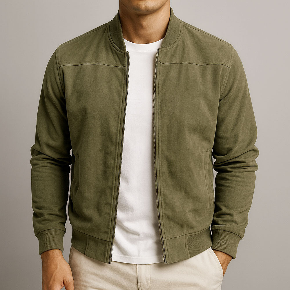 Herren Bomberjacke Zip mit Rippenbündchen - lockere Passform