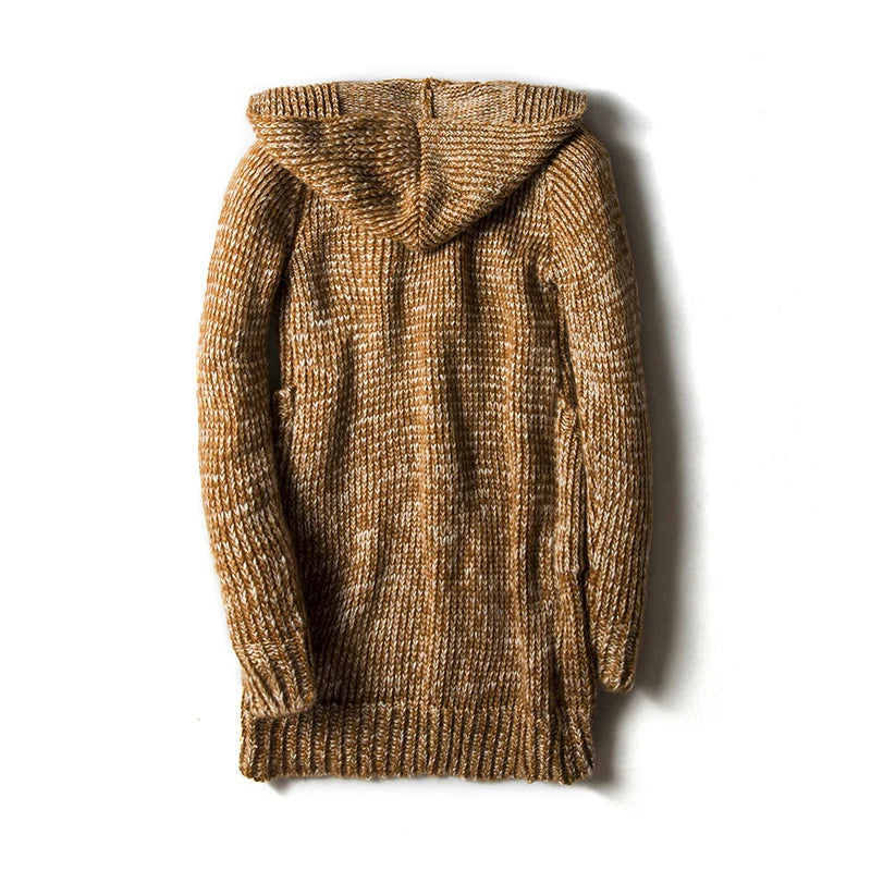 Herren Cardigan mit Kapuze und Knopfleiste - lockerer Schnitt mit seitlichen Eingrifftaschen