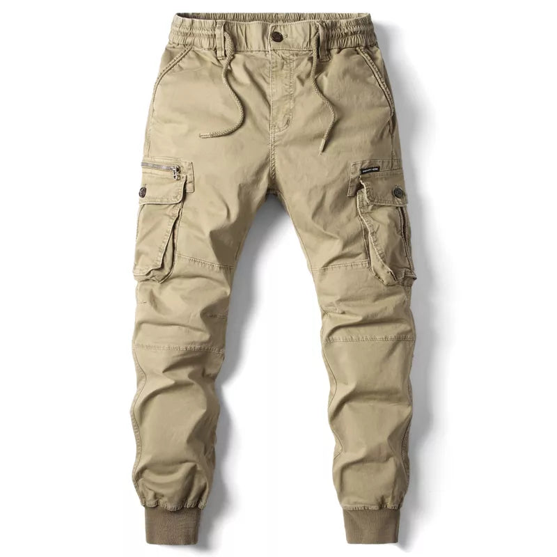 Herren Cargo-Jogginghosen mit taktischem Design und elastischer Taille - tapered Passform, verstellbarer Kordelzug