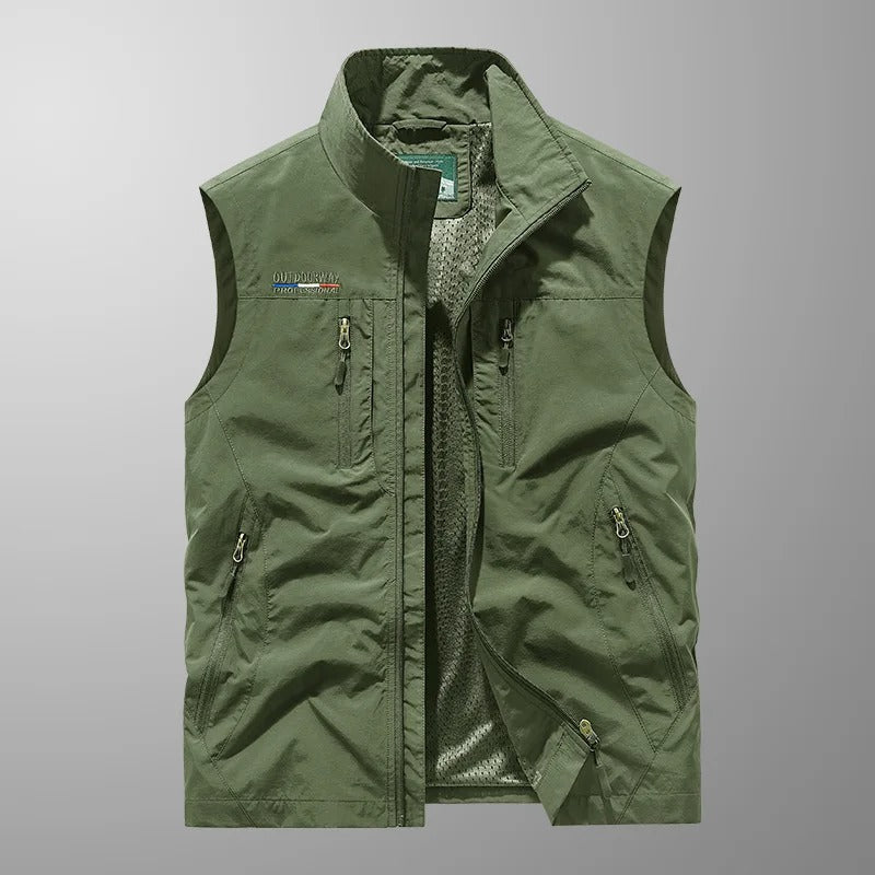 Herren Cargo Weste - Atmungsaktive Outdoor Weste mit Mehreren Taschen und Reißverschluss