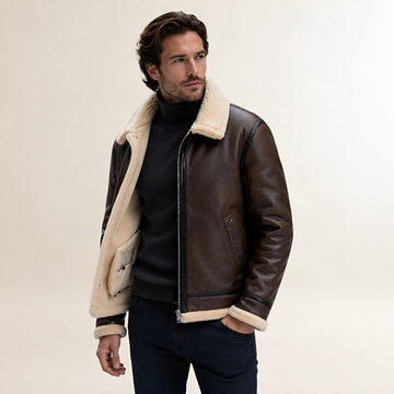 Herren-Fliegerjacke mit Innenfutter und Reißverschluss - Regular Fit