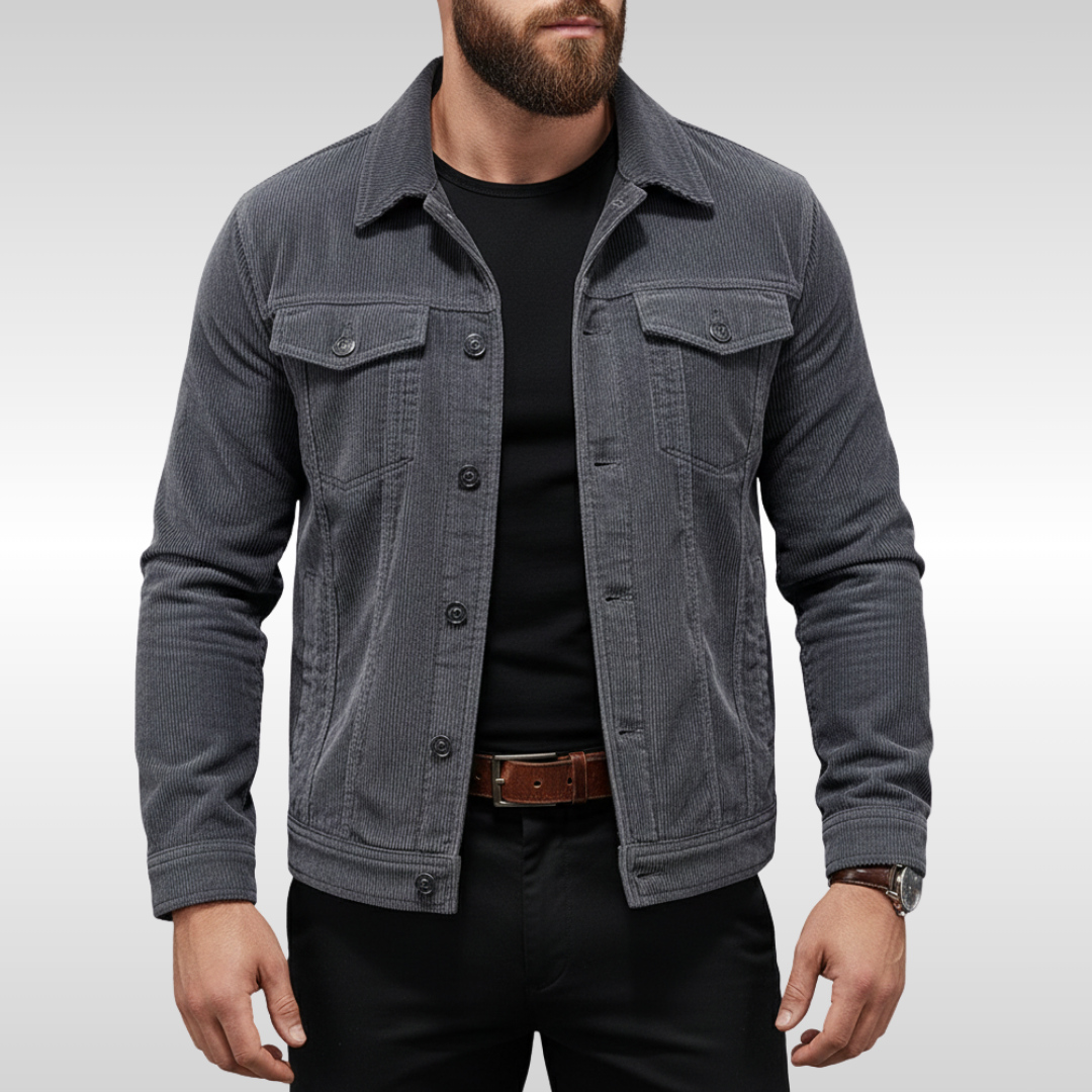 Herren Jacke mit Knopfleiste - Brusttaschen, Strukturierter Schnitt